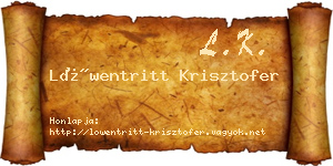 Löwentritt Krisztofer névjegykártya